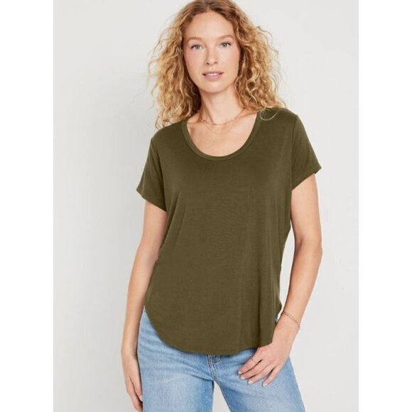 Old Navy Luxe Olive Green Crewneck Short Sleeve T-Shirt M - Picture 1 of 4